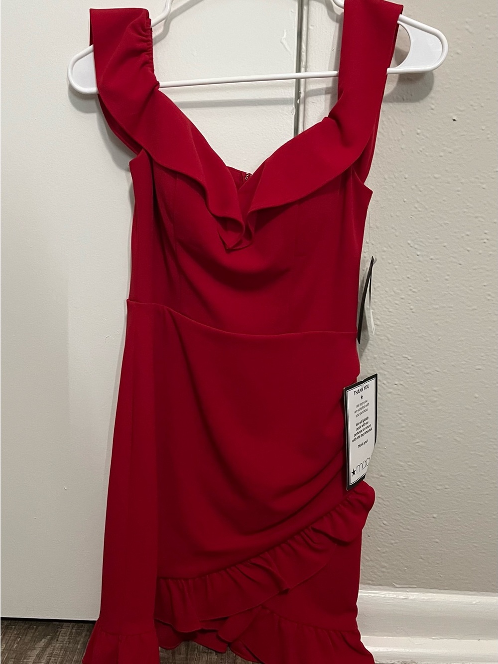 City Studio Crimson Ruffle-Trim Midi Dress